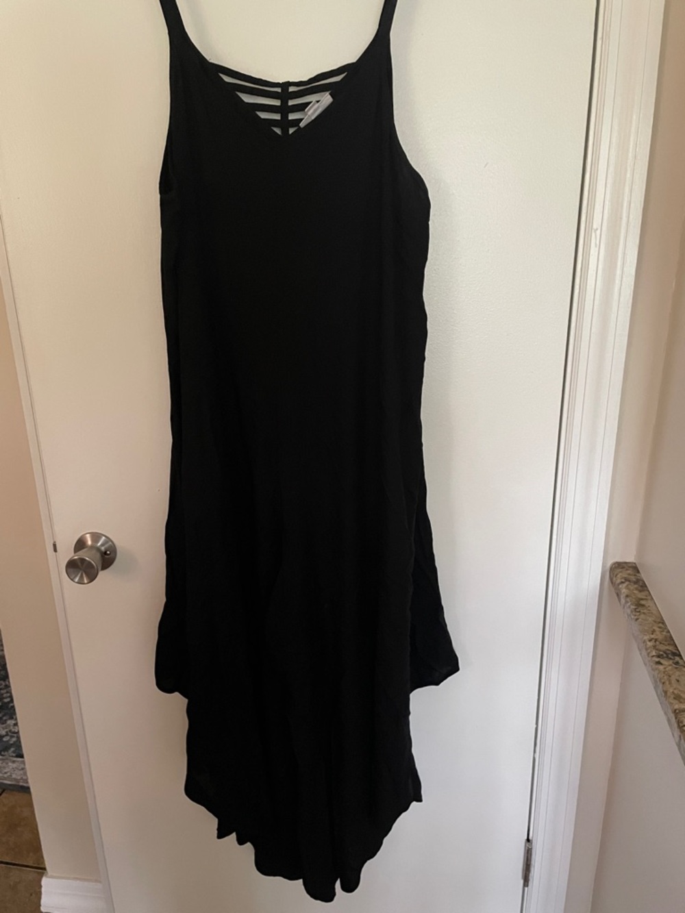 Westport Black High-Low Slip Dress with Strappy V-Back